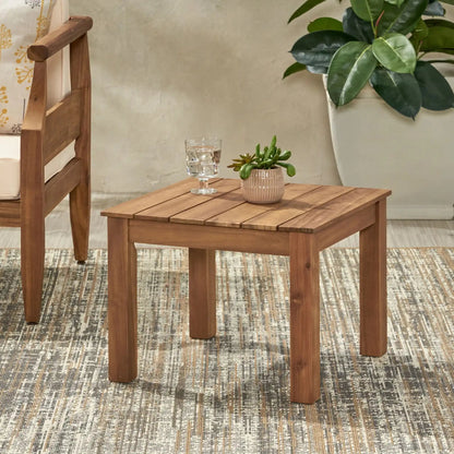 Halcyon Outdoor Side Table with Slat Design - Dark Gray or Dark Brown