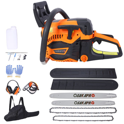 62cc Gas Chainsaw with Aluminium Bars and Anti-Vibration System - Orange