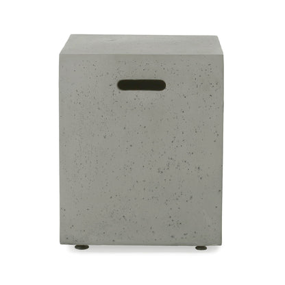 Modern Tank Holder Side Table with Smooth Concrete Surface - Dark Gray