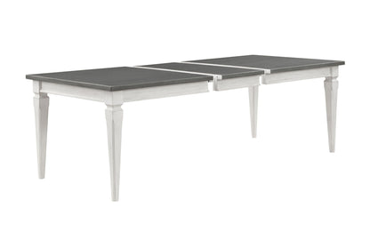 Gray and White Wood Dining Table with Leaf Extension - Katia