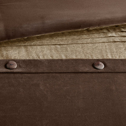 Faux Suede Comforter Set with Decorative Pillows - Brown