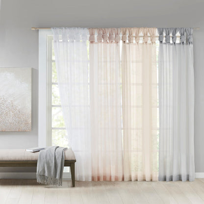 Twist Tab Voile Sheer Window Pair with Twist Tab Top – White Sheer Curtains