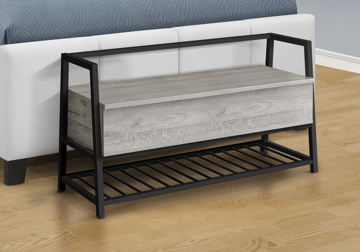 Rectangular Storage Bench with Flip-Top Storage - Gray or Light Brown