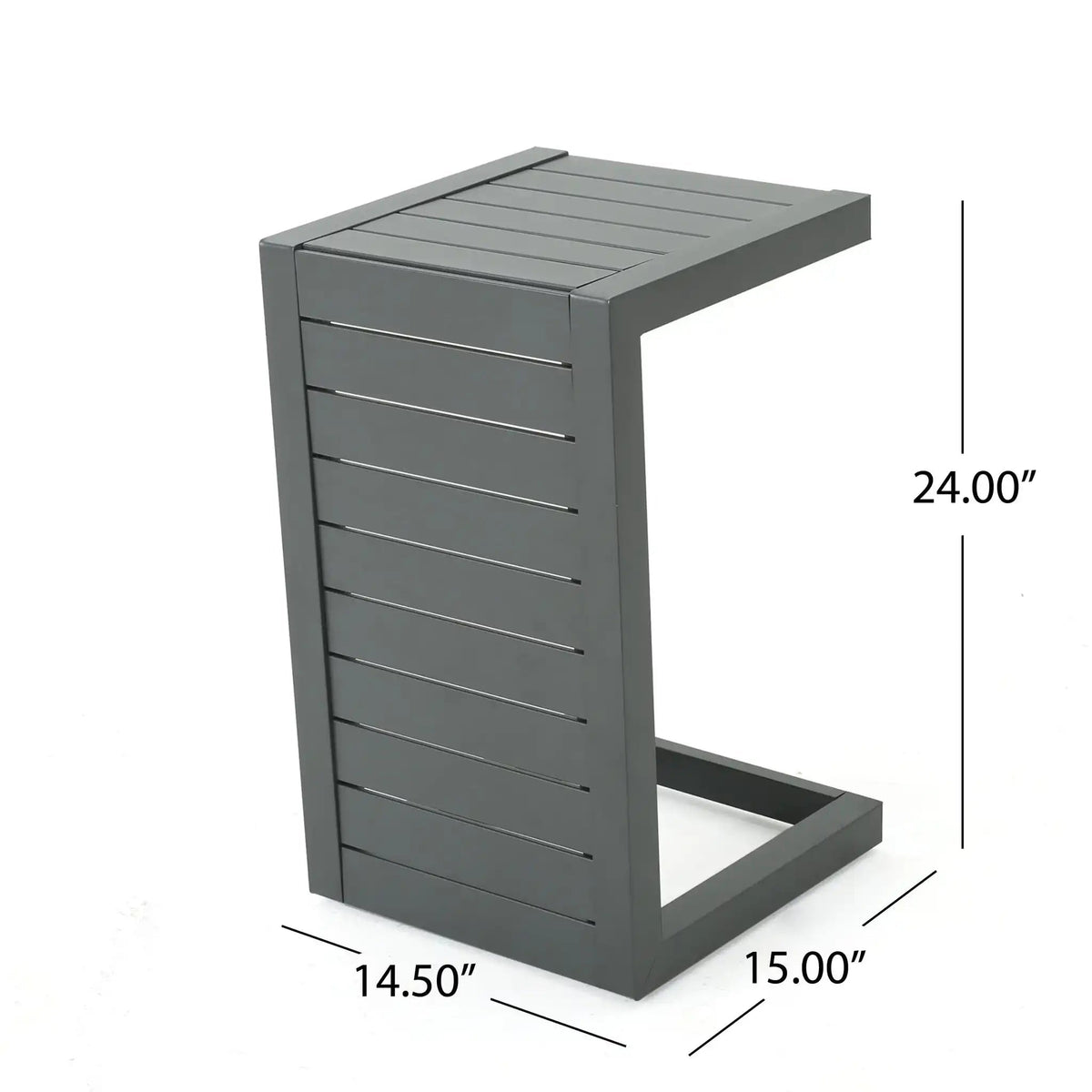 Aluminum Outdoor C-Shaped Side Table with Rust-Resistant Finish - Multiple Colors