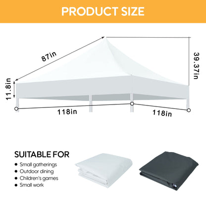 10'x10' Canopy Replacement Top with UPF 50+ Protection - White or Dark Gray