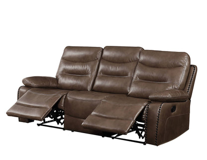 Aashi Leather Gel Match Recliner Sofa with Console - Brown