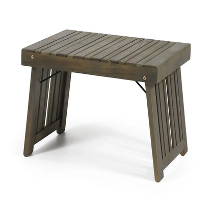 Temptation Outdoor Foldable Side Table with Slat Design - Dark Gray or Light Brown
