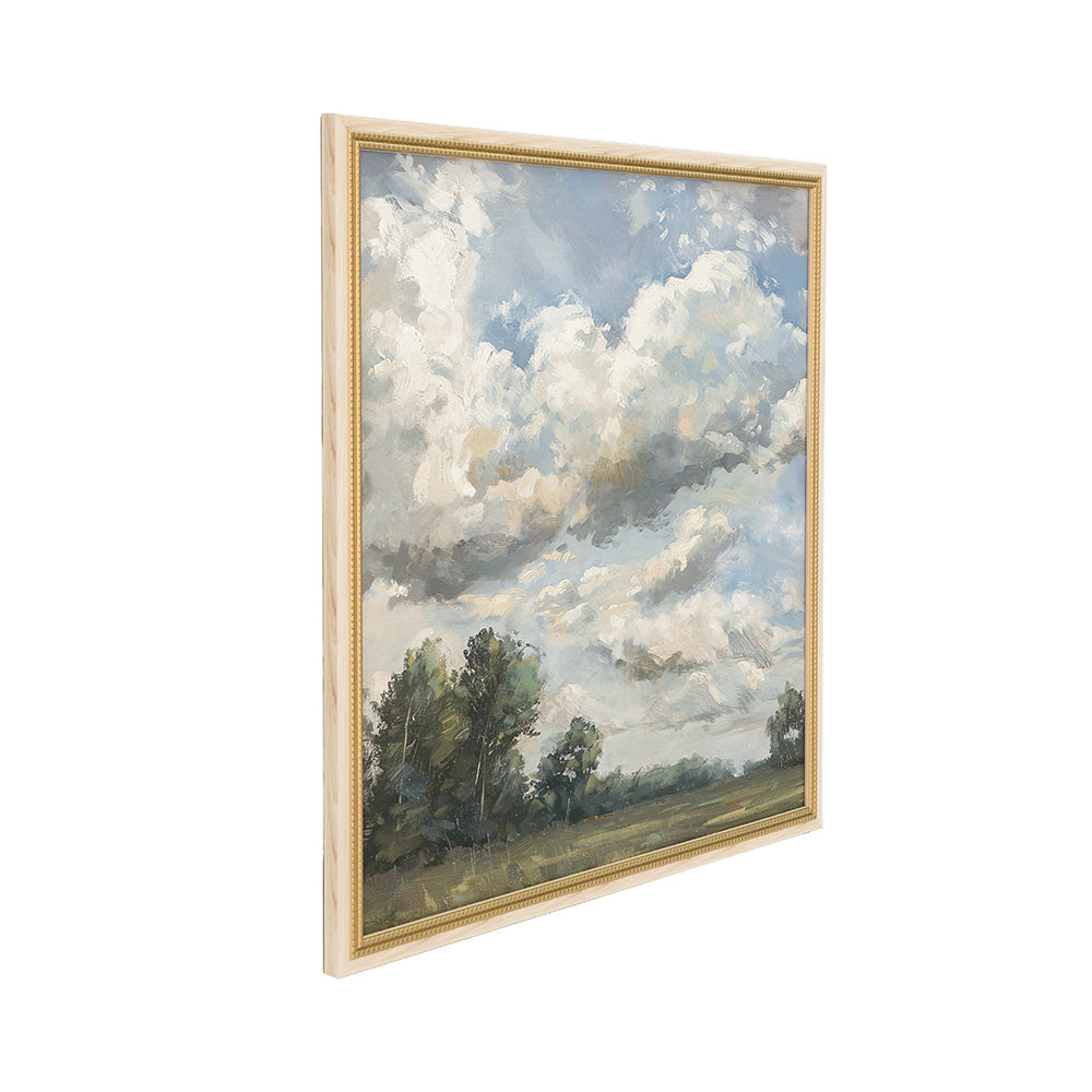 Large Square Countryside Canvas Wall Art with Soft Multicolored Details - Multicolor