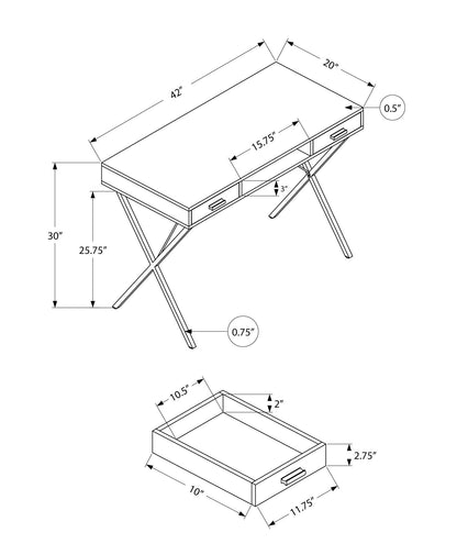 Contemporary Computer Desk with Storage Drawers - Metal & Wood