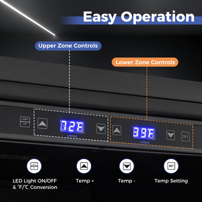 24 Inch Wine and Beverage Refrigerator with Independent Temperature Control-Sliver