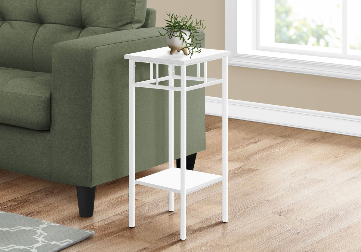 Square Accent Table with Wood Shelves - Black or White