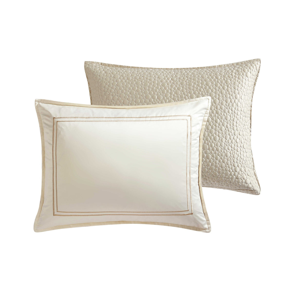 Rings 7 PC Reversible Matte Satin Comforter Set with Circle Quilting - Matte Satin