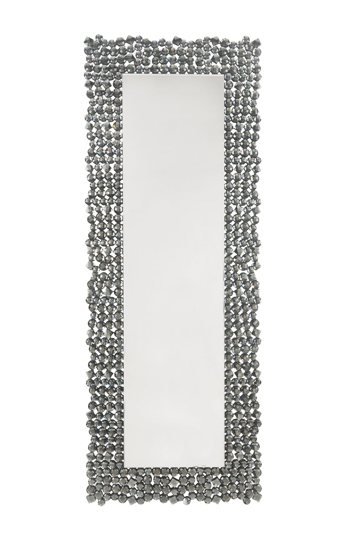 Mirrored & Faux Gems Accent Mirror with Beveled Frame - Silver