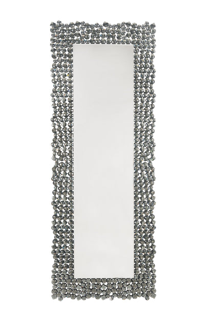 Mirrored & Faux Gems Accent Mirror with Beveled Frame - Silver