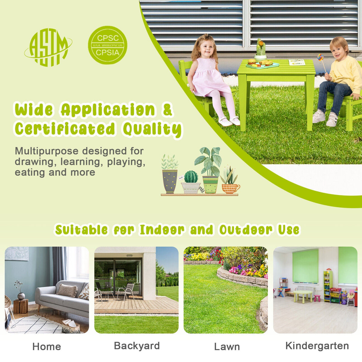 25.5 Inch Square Kids Activity Play Table