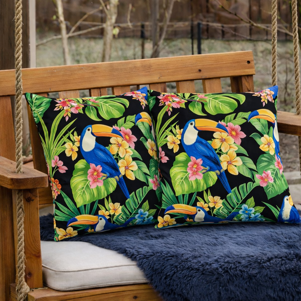 Blue Outdoor Throw Pillows with Waterproof & Fade-Resistant Fabric - 2 Pack