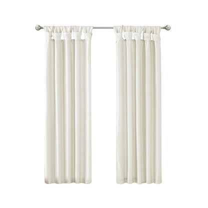 Twist Tab Lined Window Curtain Panel with Enhanced Privacy - White