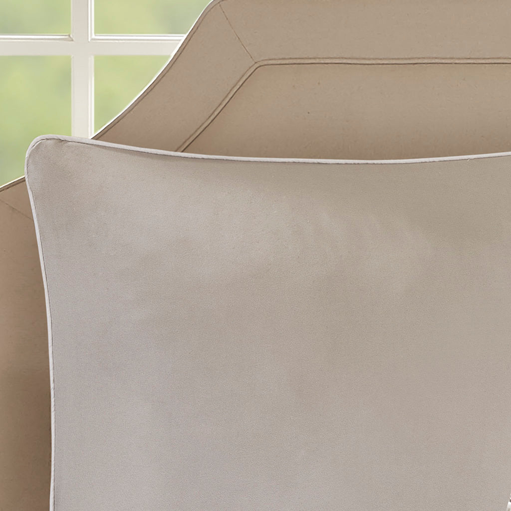 Embroidered 8 Piece Comforter Set with Hypoallergenic Fill - Neutral Queen