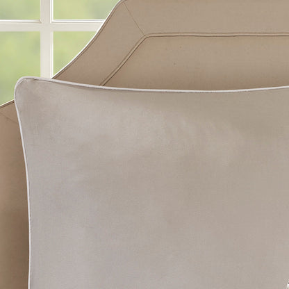 Embroidered 8 Piece Comforter Set with Hypoallergenic Fill - Neutral Queen