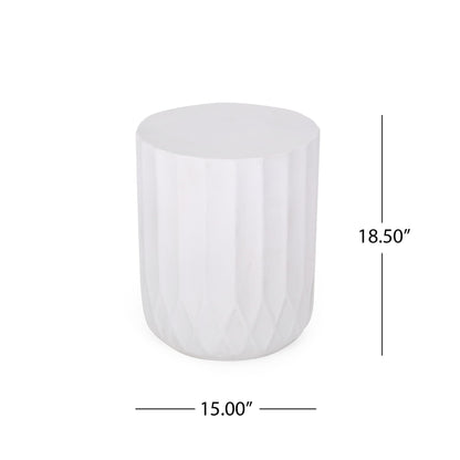 Outdoor End Table with Scallop Edge - Antique White