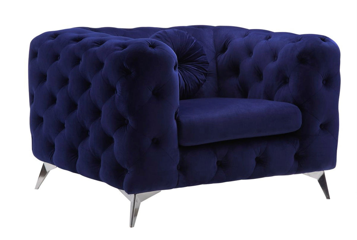 Fabric Atronia Arm Chair with Button-Tufted Backrest - Blue or Purple