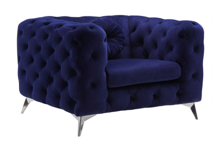 Fabric Atronia Arm Chair with Button-Tufted Backrest - Blue or Purple