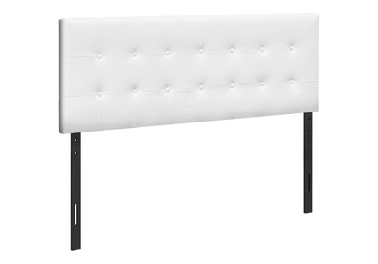 Queen Size Upholstered Headboard with Button-Tufted Design - White