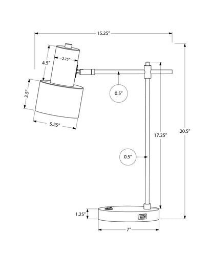 Modern Black Table Lamp with USB Port - Black