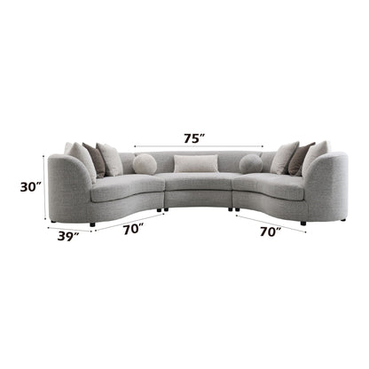 Gray Boucle Sectional Sofa with Down Feather Pillows - Ivria Collection
