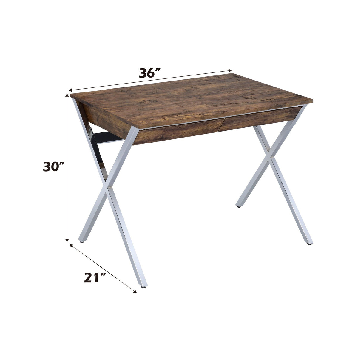 Weathered Writing Desk with Chrome Legs - Oak