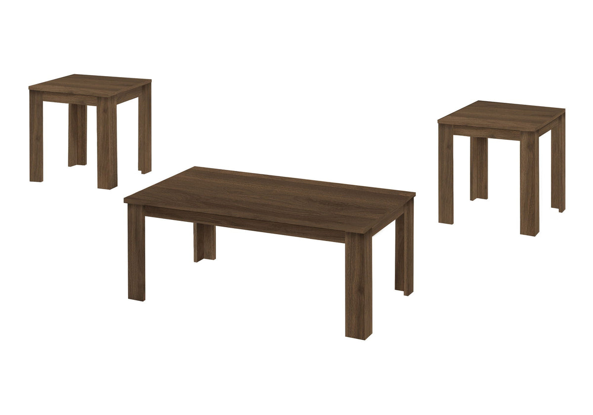 Transitional 3-Piece Table Set with Spacious Surface - Light Brown or Dark Brown
