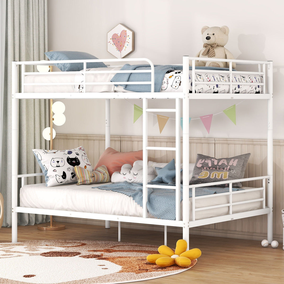 Steel Construction Bunk Bed with Convertible Design - Multiple Colors