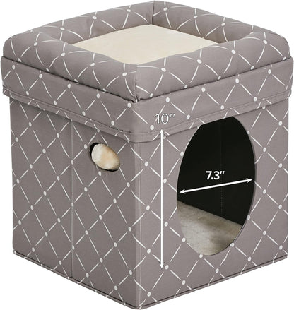 Cat Hous  in Fashionable Mushroom Diamond Print