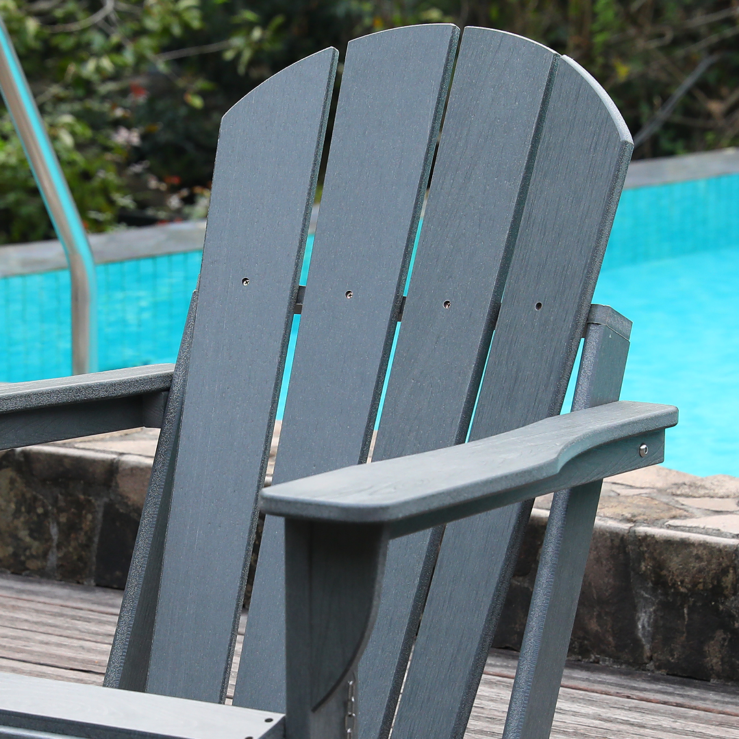 Adirondack Folding Chair with Dual Cup Holders - Grey