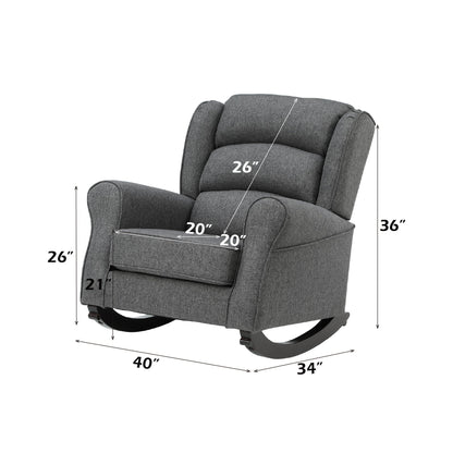 Fabien Rocking Chair with Wooden Frame - Dark Gray