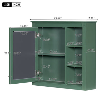 Wall Mounted Medicine Cabinet with Mirror and 3 Open Shelves - Multiple Colors