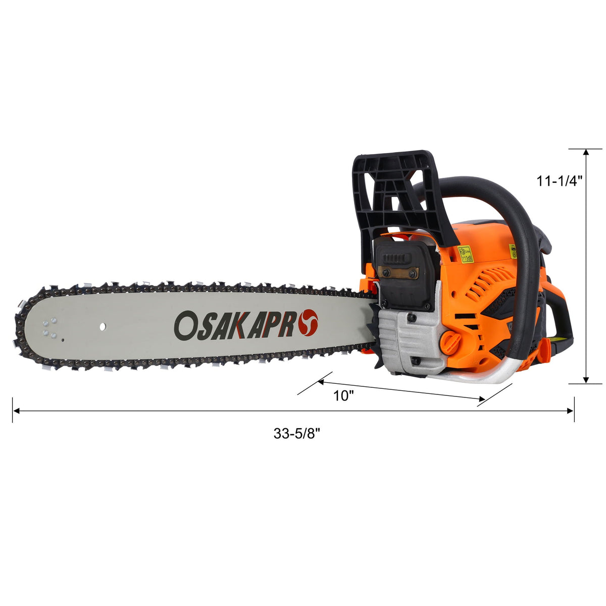 62cc Gas Chainsaw with Aluminium Bars and Anti-Vibration System - Orange