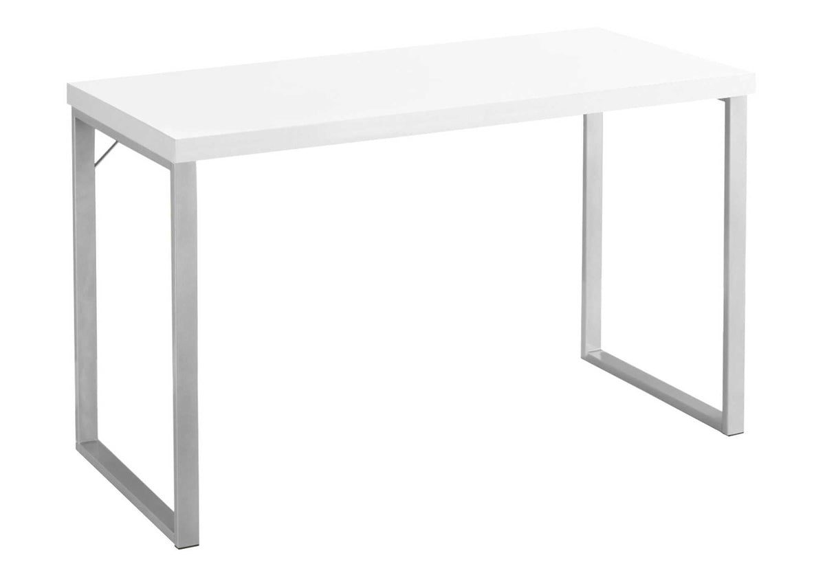 White Computer Desk with Modern Metal Frame - Home Office