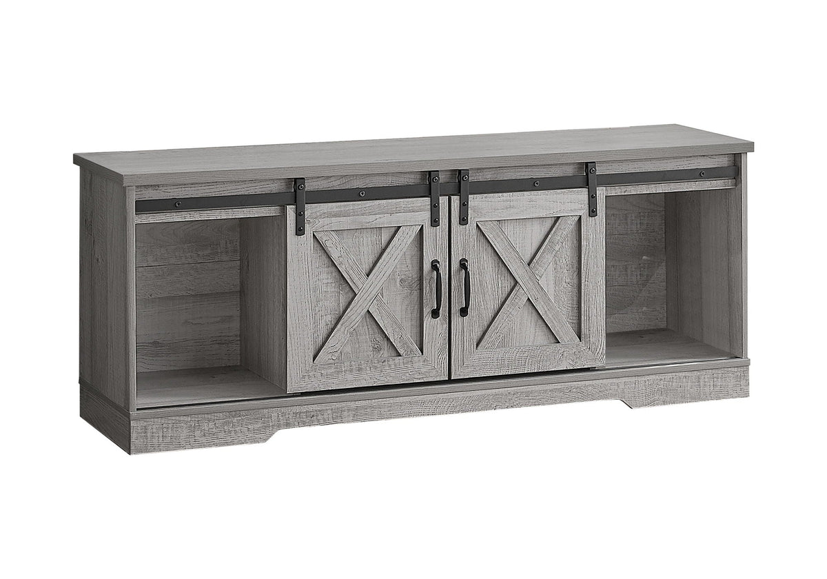 Transitional TV Stand Console with Barn Doors - Light Brown, Dark Gray, or Pearl Silver