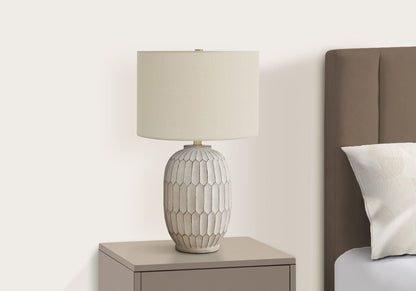 Transitional Cream Table Lamp with Linen Shade - Cream
