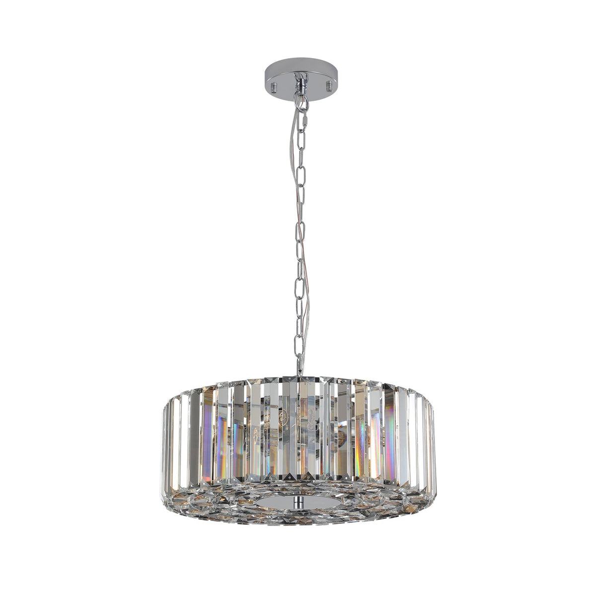 17' Chrome Crystal Pendant Chandelier with Adjustable Height - Transparent