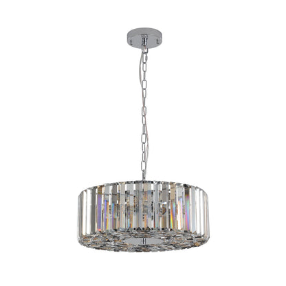 17' Chrome Crystal Pendant Chandelier with Adjustable Height - Transparent