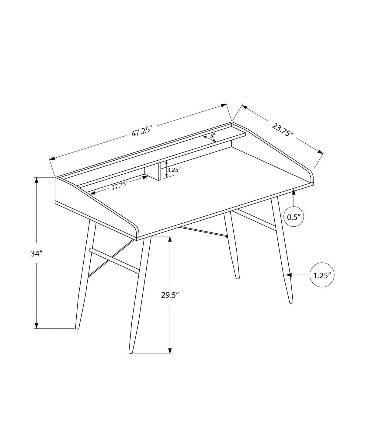 Contemporary Computer Desk with Storage Shelves - White, Black, or Gray