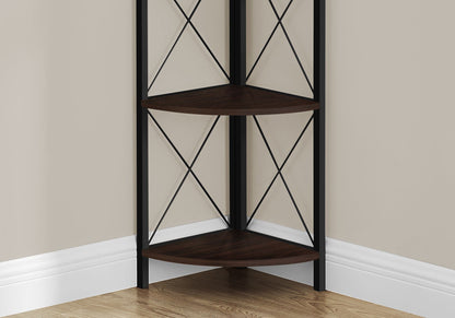 4-Tier Corner Bookshelf with Marble Look and Metal Frame - Black
