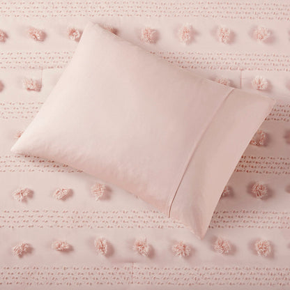 Full/Queen Clip Jacquard Comforter Set with Hypoallergenic Filling - White