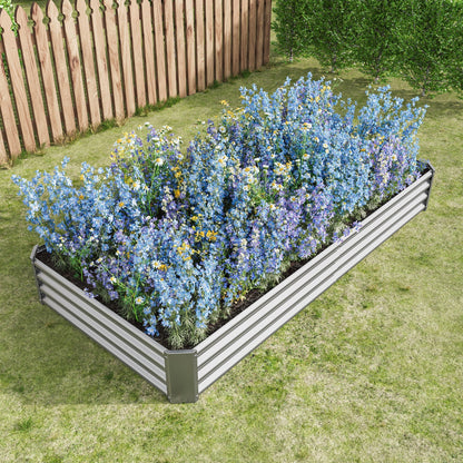 Metal Raised Garden Bed Kit with Anti-Rust Coating - Silver