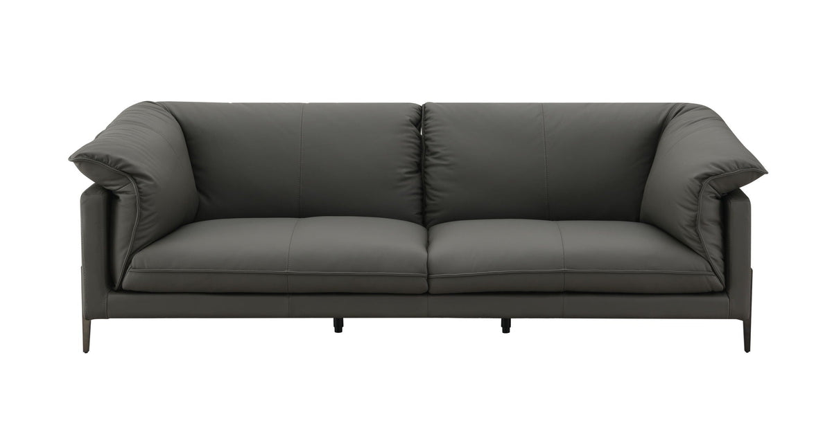 Top Grain Leather Loveseat with Memory Foam Cushions - Black