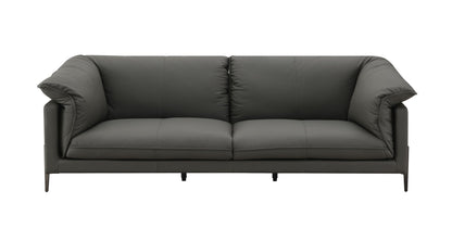 Top Grain Leather Loveseat with Memory Foam Cushions - Black