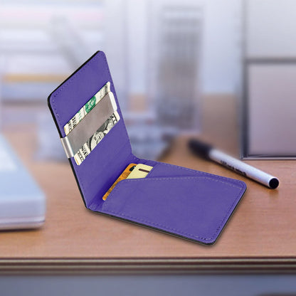 Unisex PU Leather Wallet RFID Blocking Slim Bifold Credit Card Holder with Money Clip