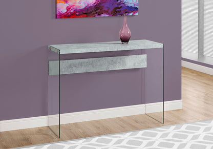 Glossy Surface Accent Console Table with Glass Sides - White or Gray